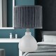 image 6 of First Choice Lighting Tuscan White Ceramic Lamp with Grey Pleated Velvet Shade White | Grey