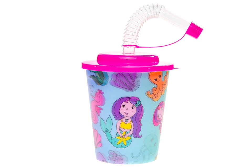 image 1 of Pack of 12 Mermaid 3D Cups With Straw and Lid