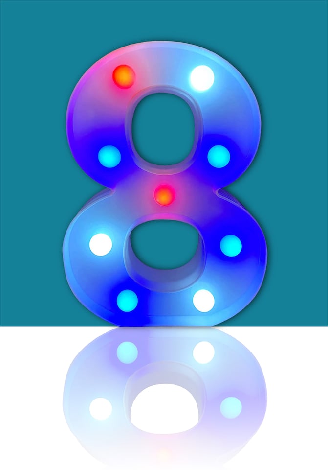 image 1 of Battery Operated RGB Number With Remote Control Number 8