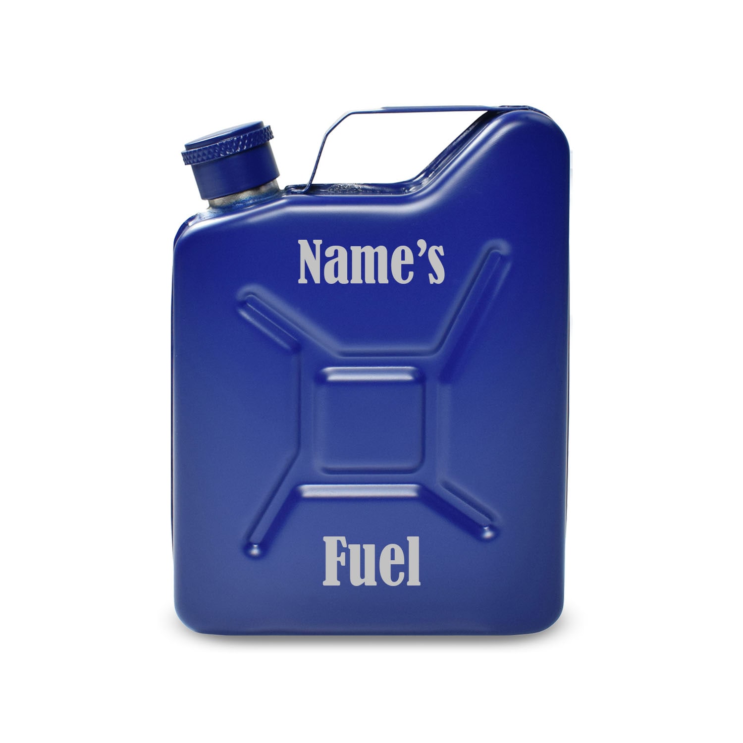 Uniqueful Personalised Engraved Blue Jerry Can Fuel Design Hip Flask | Size: 100ml