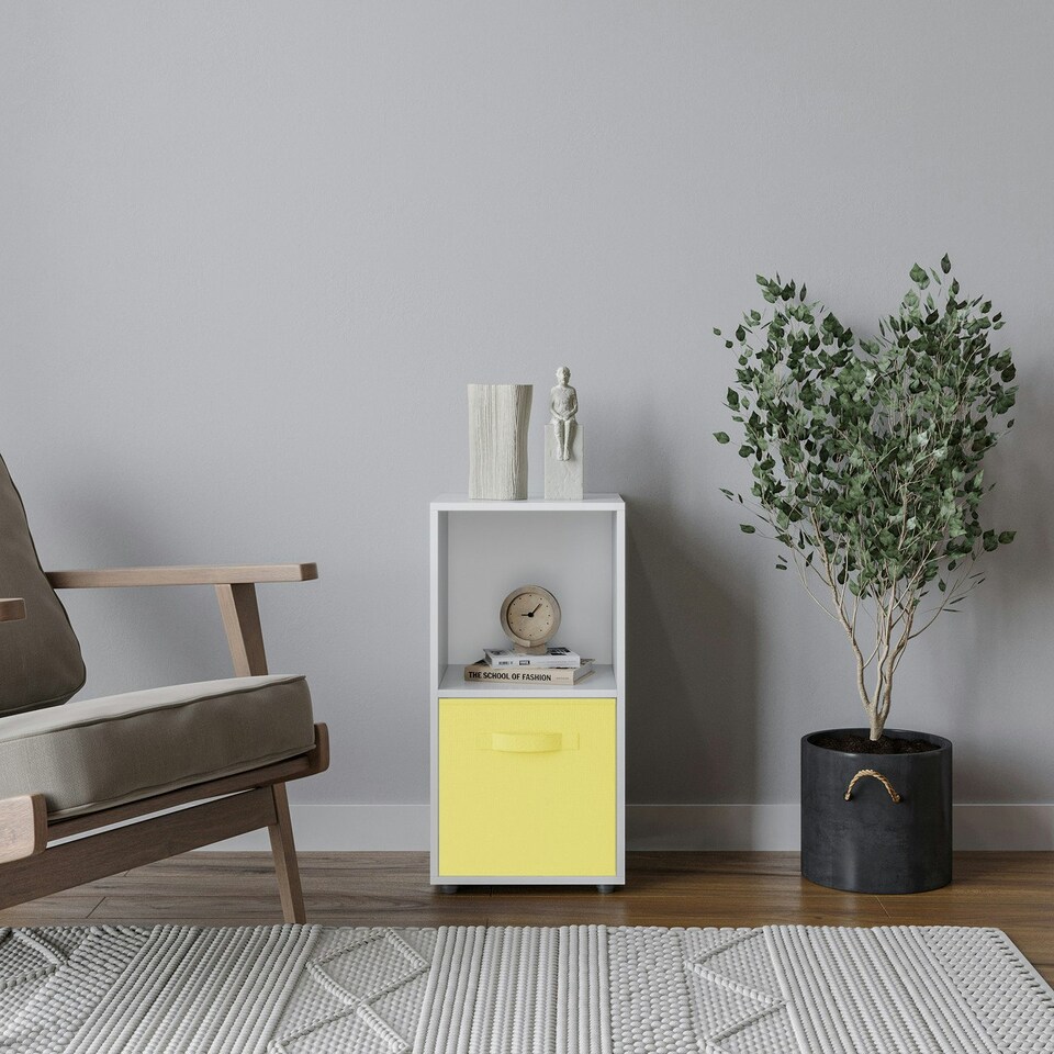 image 1 of 2-Cube Shelving Unit With Inserts White | White / Grey