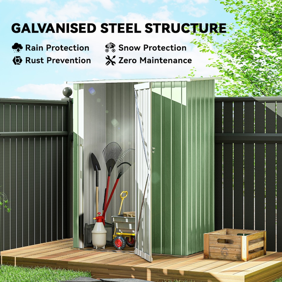 image 1 of Outsunny 5ft x 3ft Outdoor Storage Shed Steel Garden Shed w/ Lockable Door