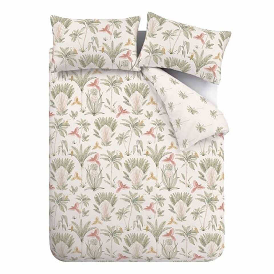 image 1 of Catherine Lansfield Paradiso Palm King Duvet Set Natural Green | King