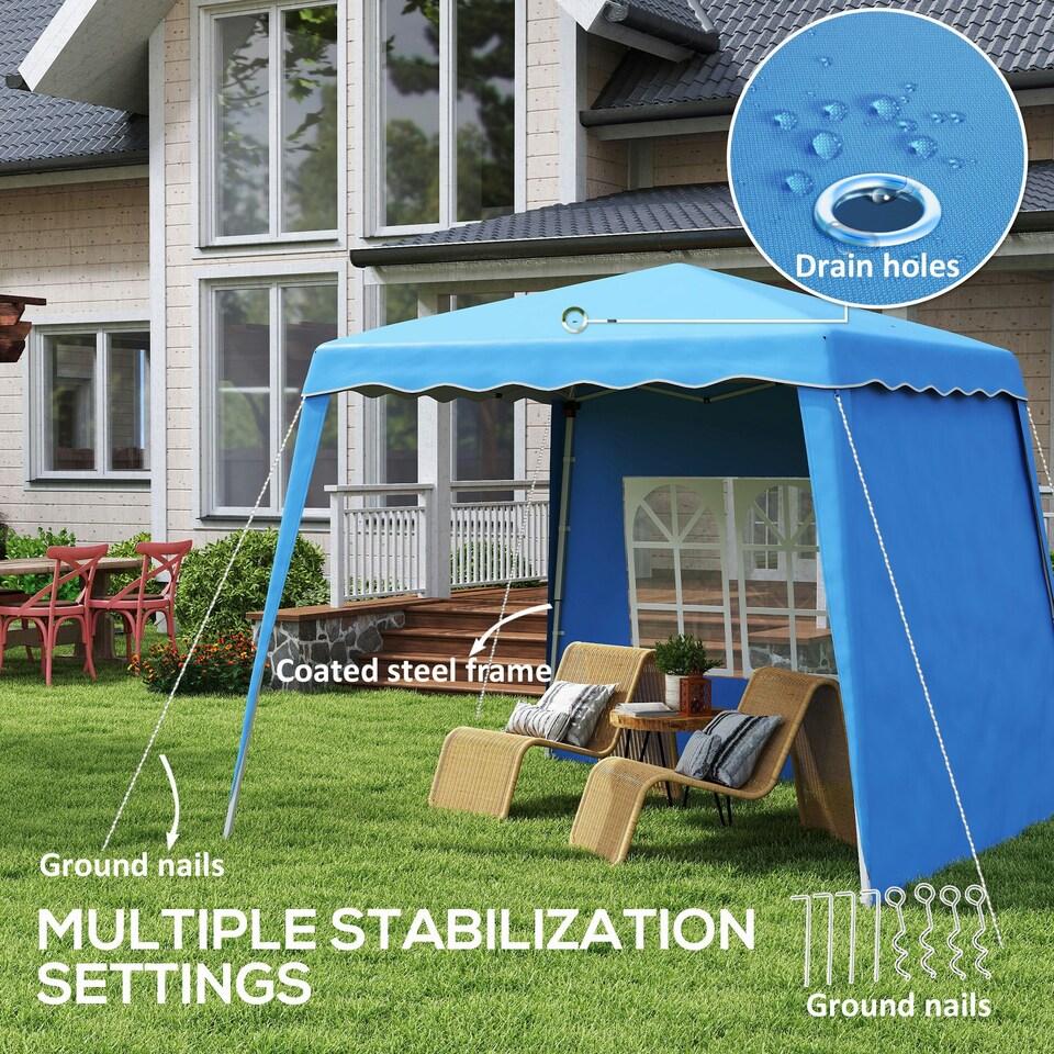 image 1 of Outsunny 2.4 x 2.4m UV50+ Pop Up Gazebo Canopy Tent with Carry Bag, Blue