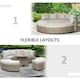 image 8 of Outsunny 5 PCs Outdoor Rattan Lounge Chair Round Daybed Table Set w/ Cushion
