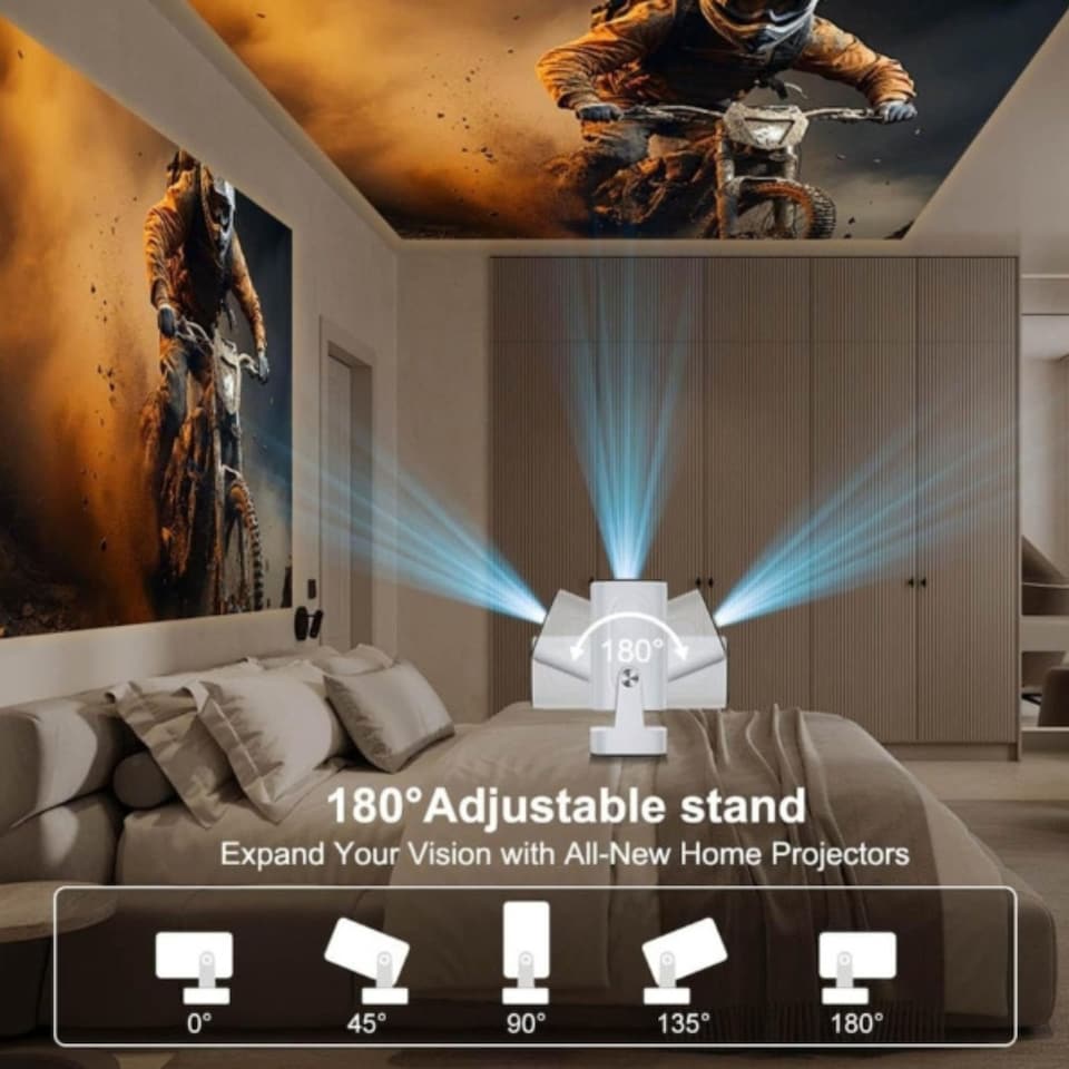 image 1 of HYE Short Throw Full HD Portable WiFi Bluetooth Projector - PR01FHD29