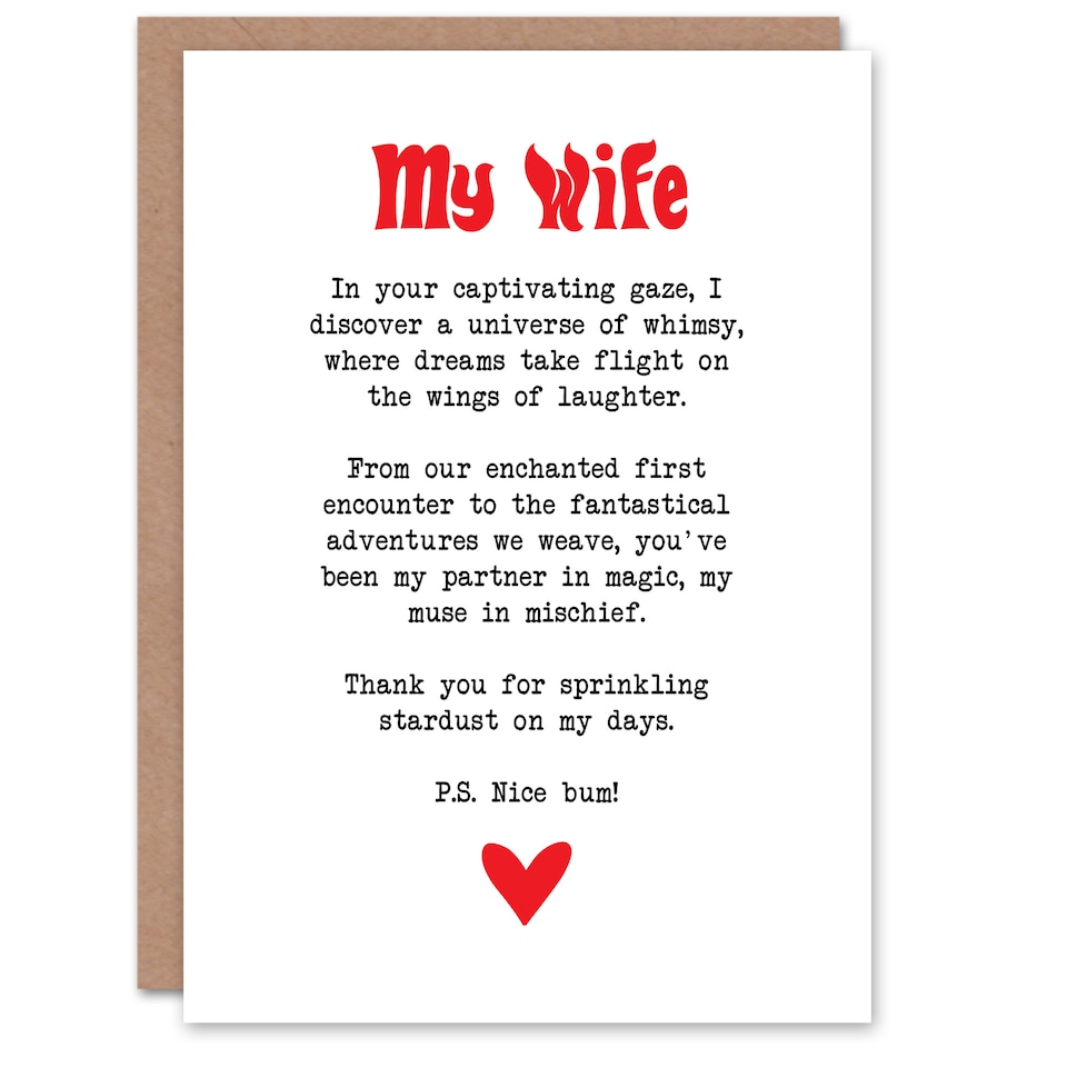 image 1 of Greeting Card Love Poem Whimsy Magic Wife Romantic Poetry Anniversary