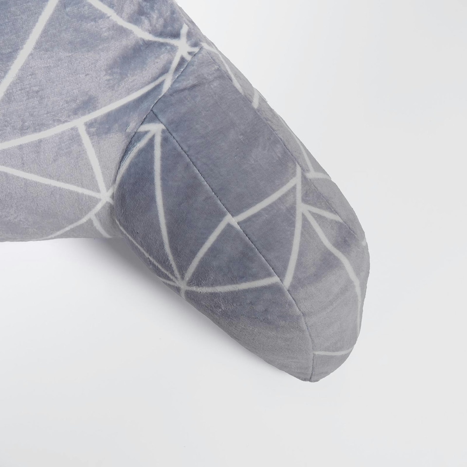 image 1 of OHS Geometric Print Fleece Bed Reading Cuddle Cushion, 65x40cm - Grey