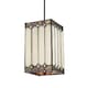 image 2 of Square Lantern Opal White Stained Glass Tiffany Pendant Shade with Clear Beads | White