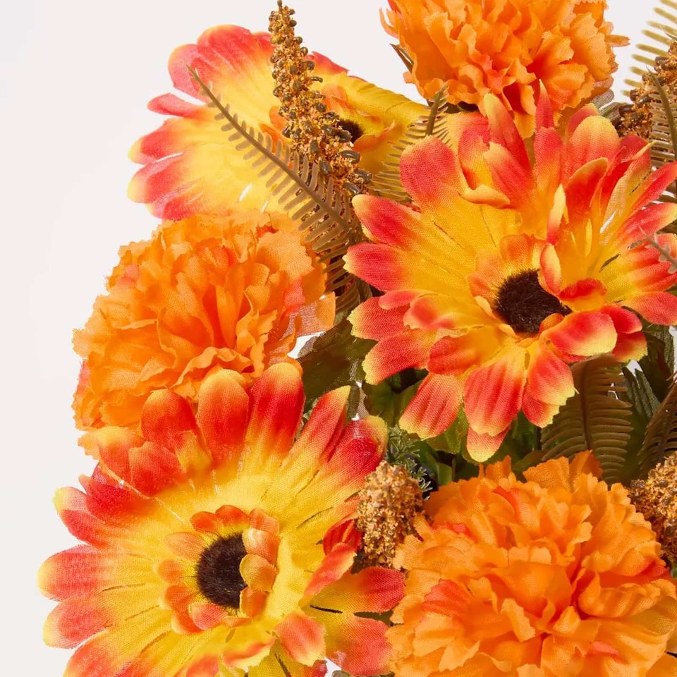 image 1 of Homescapes Artificial Foxtail Autumn Flowers in Grave Vases, Set of 2