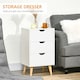 image 3 of HOMCOM Bedside Table, Bedside Cabinet with 3 Drawers, Side End Table with Pine Wood Legs for Bedroom Living Room, White