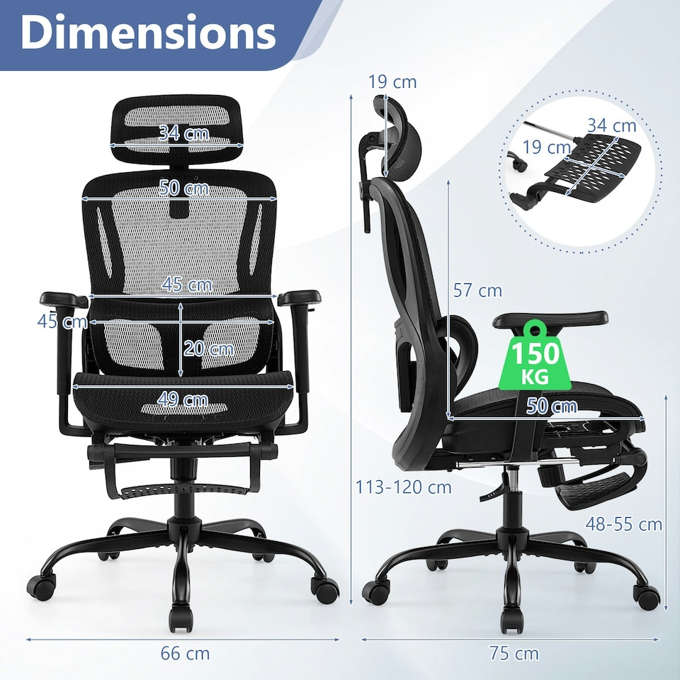 image 1 of COSTWAY Ergonomic Office Chair Swivel Computer Chair Black