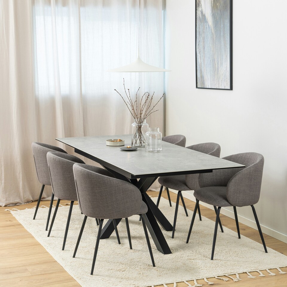 image 1 of Heaven Extendable Dining Table with Ceramic Grey Top 168cm