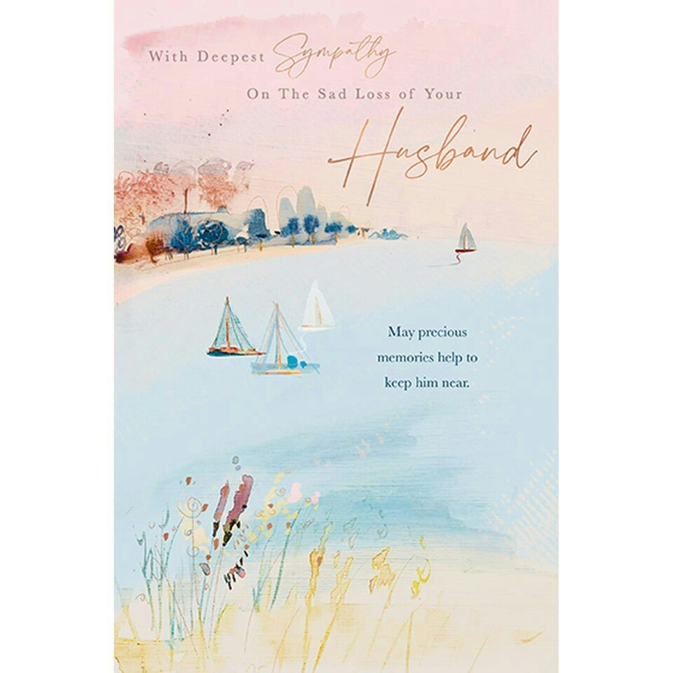 Words 'n' Wishes Traditional Sympathy Card - On the Loss of Your Husband, Pastel Colours, Made in the UK