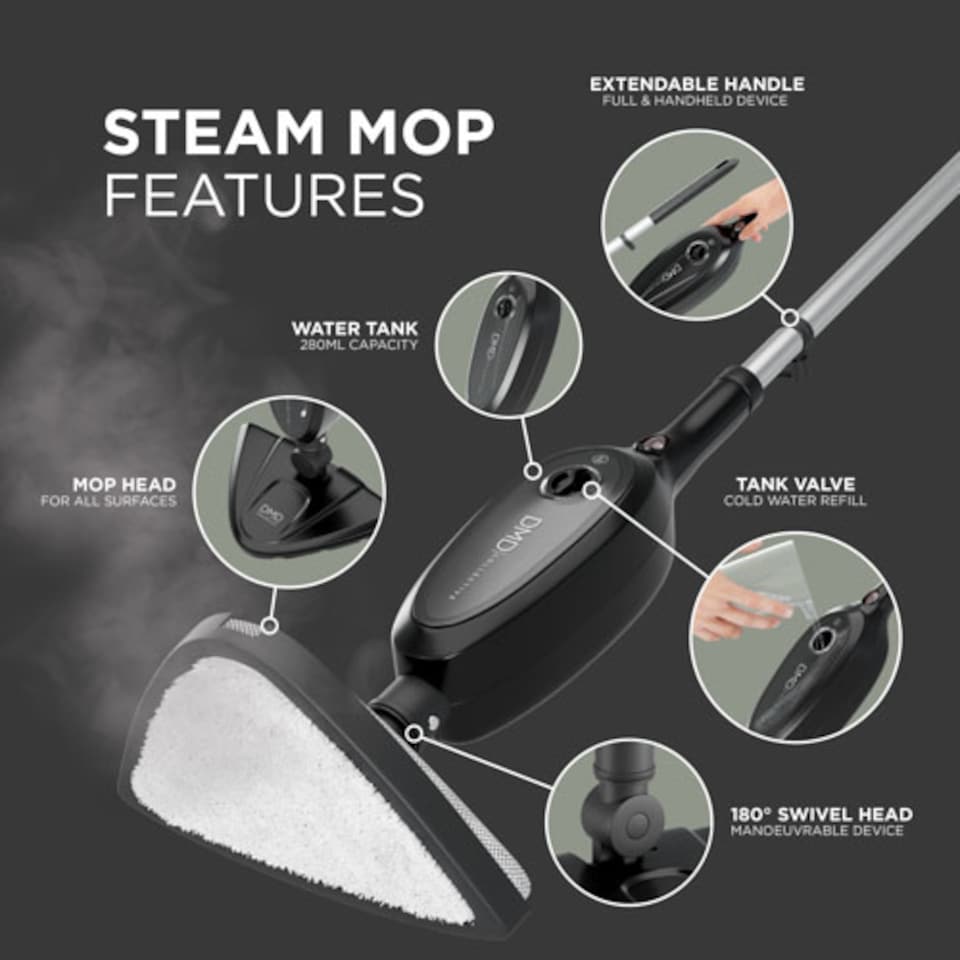image 1 of DMD 10-in-1 Multifunction Upright Steam Cleaner Mop & Accessories