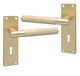 image 3 of Golden Grace Victorian T-Bar Knurled Lock Door Handle Set Satin Brushed Brass Finish with 2.5in 3 Lever Lock - 150mm