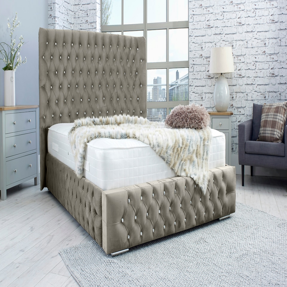 Bello Plush King Bed Frame - Grey