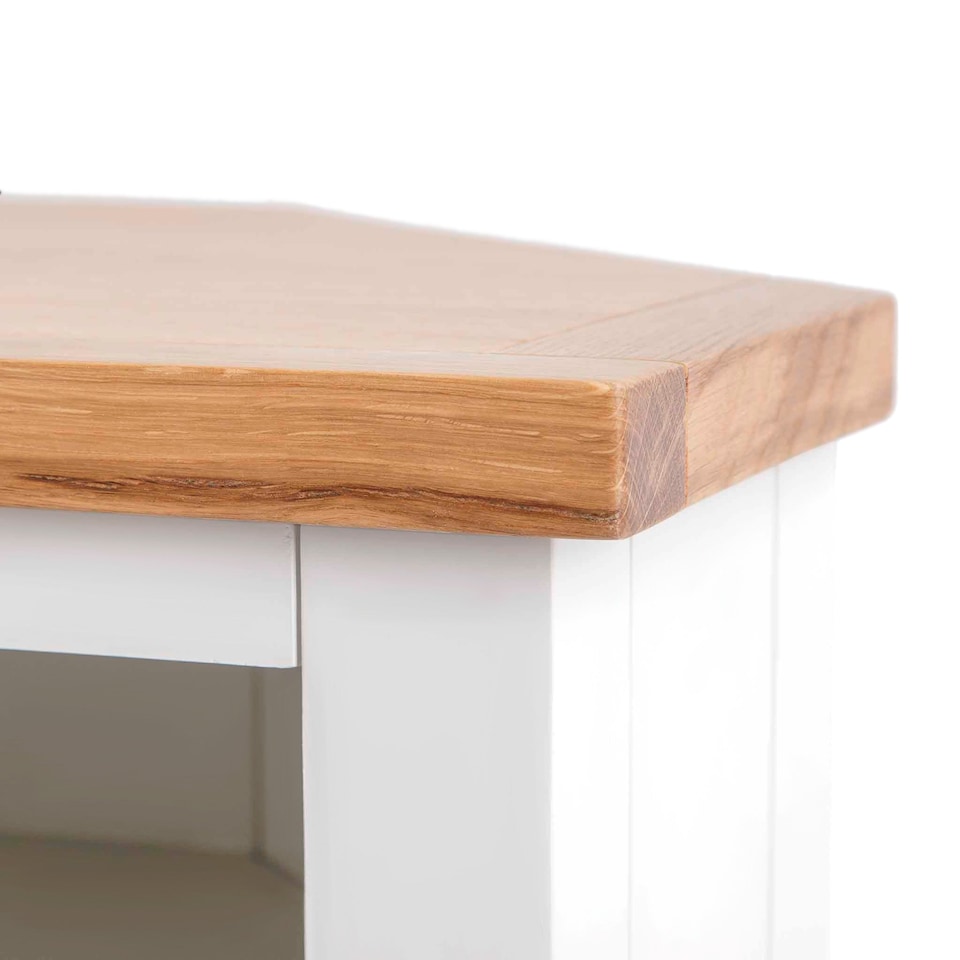 image 1 of Farro White 90cm Corner TV Unit - Fully Assembled - By Roseland Furniture