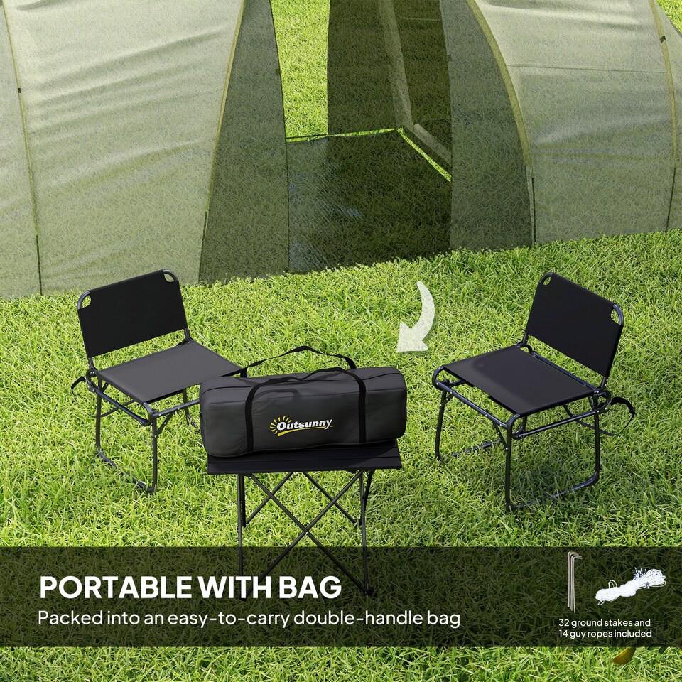 image 1 of Outsunny 4-6 Man Tunnel Tent with 2 Bedroom, Living Area and Vestibule, Large Camping Tent with Groundsheet, 2000mm Waterproof, UV50+, Portable Bag, for Fishing Hiking Festival, Grey and Yellow