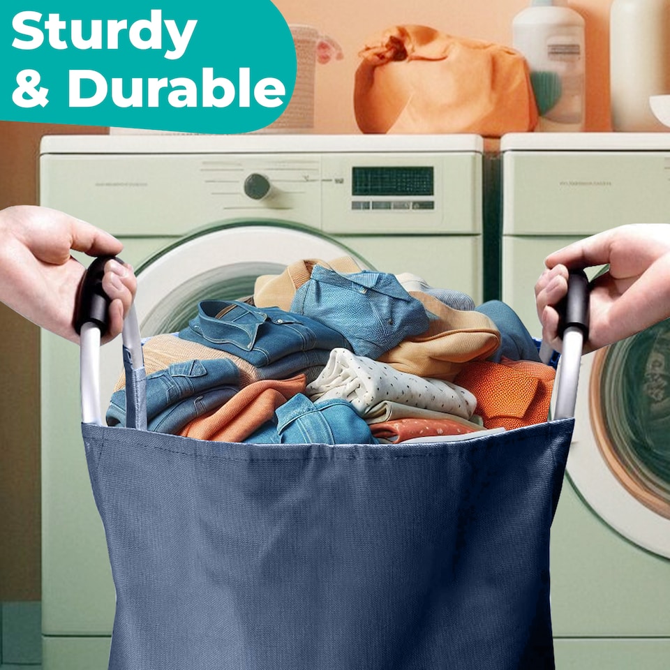 image 1 of 43L Collapsible Laundry Basket, Laundry Hamper with Handles