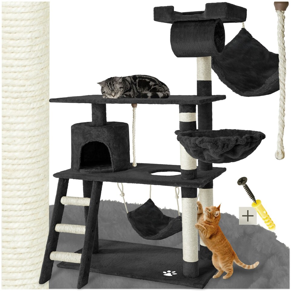 image 1 of Cat Tree Marcel - 141 cm, sisal cat scratching post - Black