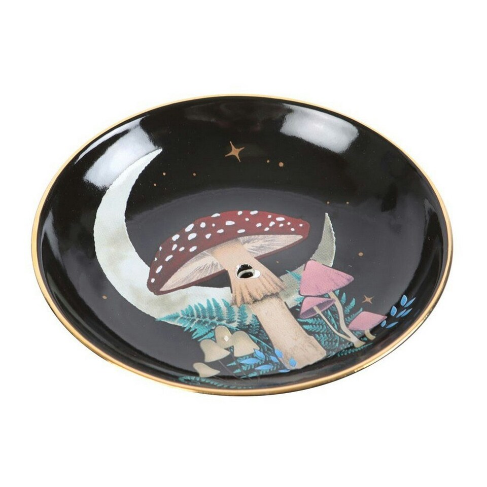 image 1 of Something Different Ceramic Forest Mushroom Incense Holder - Black/Multicoloured - One Size
