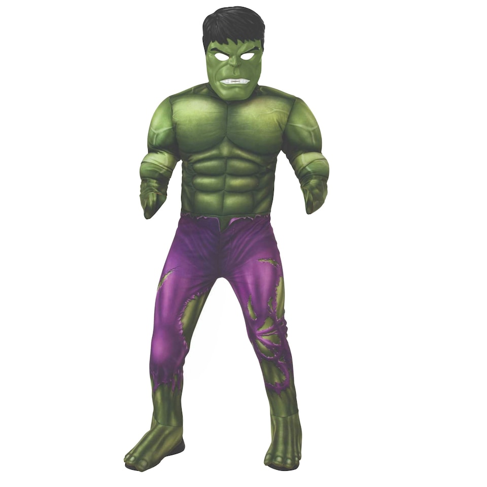 image 1 of The Avengers Childrens/Kids Deluxe Hulk Costume - Green/Purple - XS