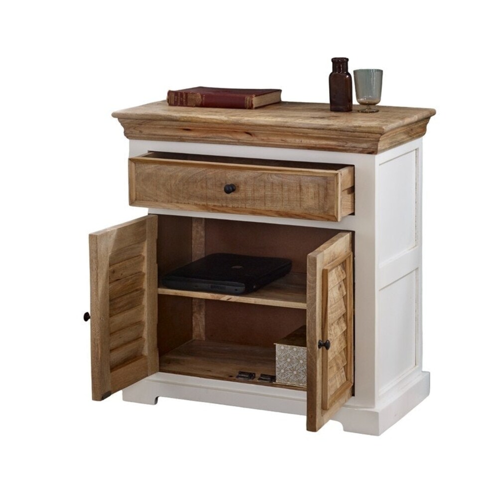 image 1 of Alfie Sideboard - 1 Drawer & 2 Doors - Mango Wood - L40 x W80 x H80 cm Brown