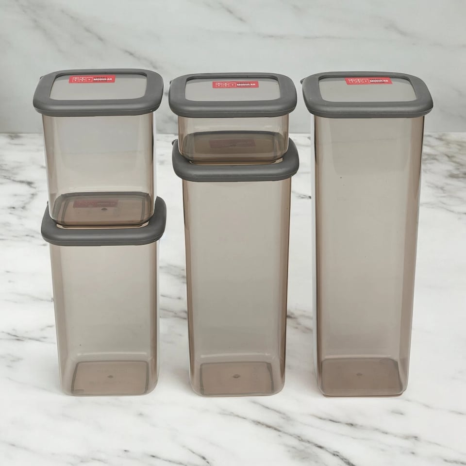 image 1 of 5Pc Airtight Stackable Food Storage Container Kitchen Set BPA Free Cupboard Pack