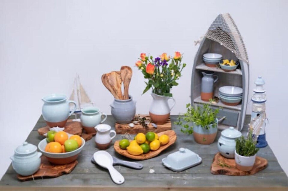 image 1 of Verano Spanish Ceramics Rustic Pastel Butter Dish - 20cm L x 13cm W (internal 4.5cm H) Blue | Blue | Blue
