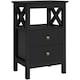 image 1 of Yaheetech Farmhouse Bedside Table with 2 Drawer 1 Shelf Black