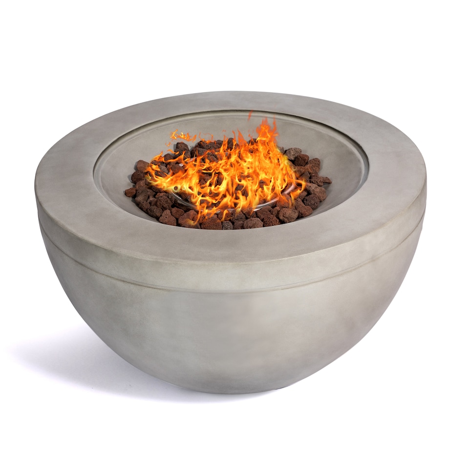 image 1 of MDA Designs TABITI Light Grey Gas Fire Pit for Garden & Patio Luxurious Eco-Stone Finish Outdoor Heater