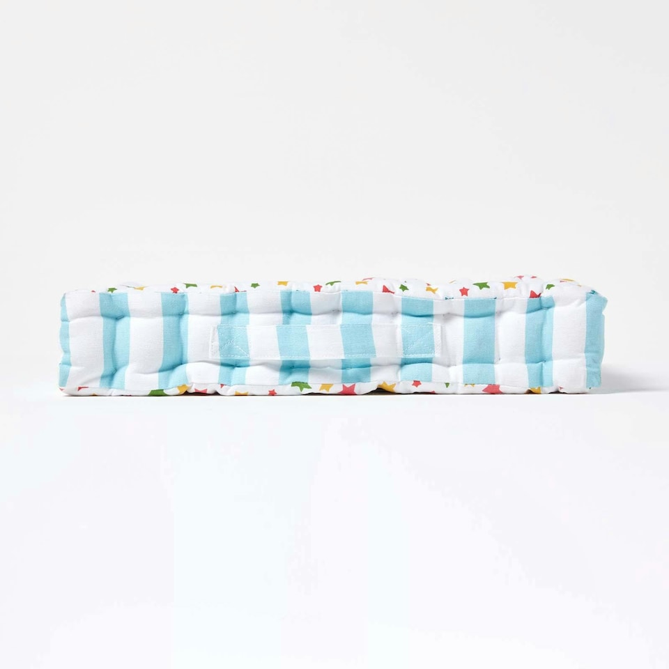 image 1 of Homescapes Cotton Multi Coloured Stars Floor Cushion - 50 x 50 cm | Multi | Multi Colour | 50 x 50 cm
