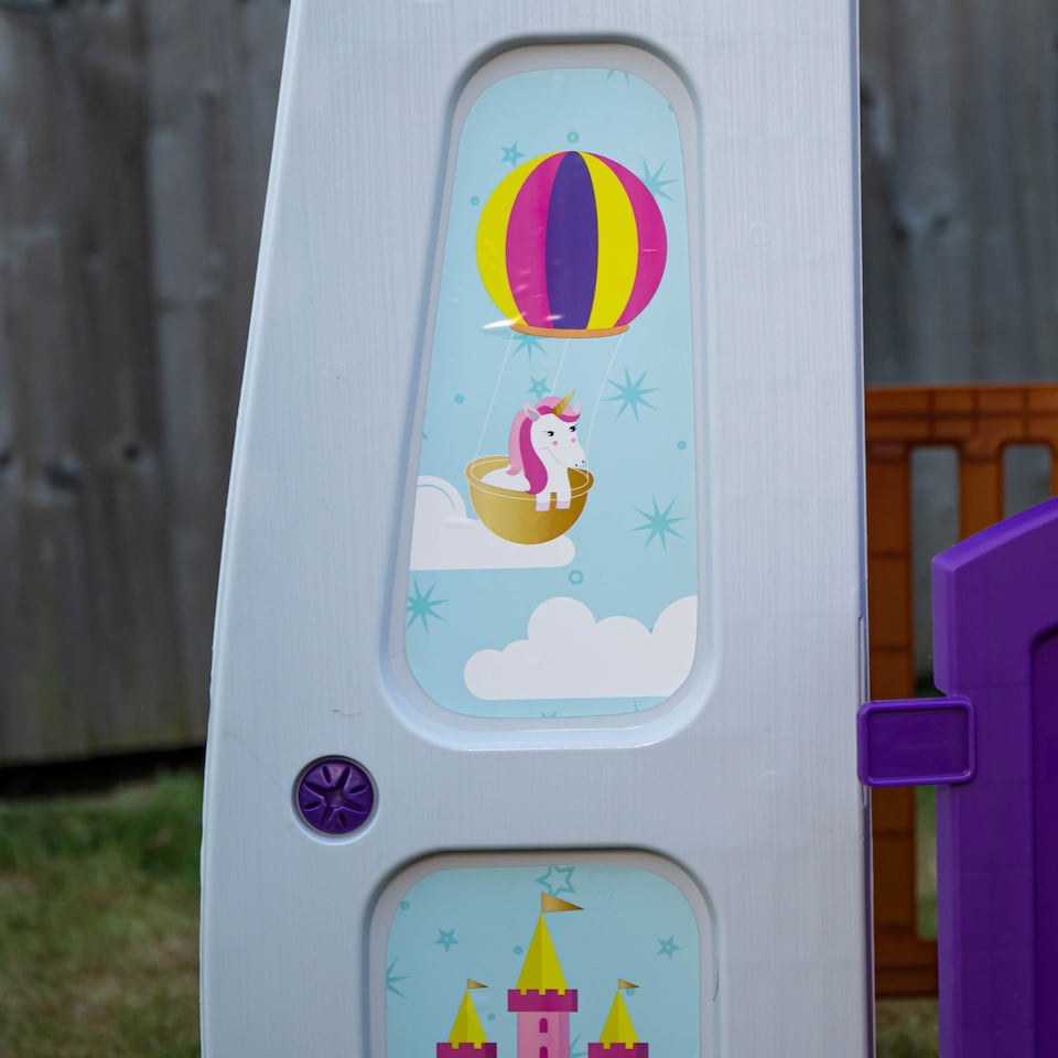 image 1 of 1.09m Purple Kids Indoor Outdoor Plastic Wendy House Unicorn Magical Playhouse