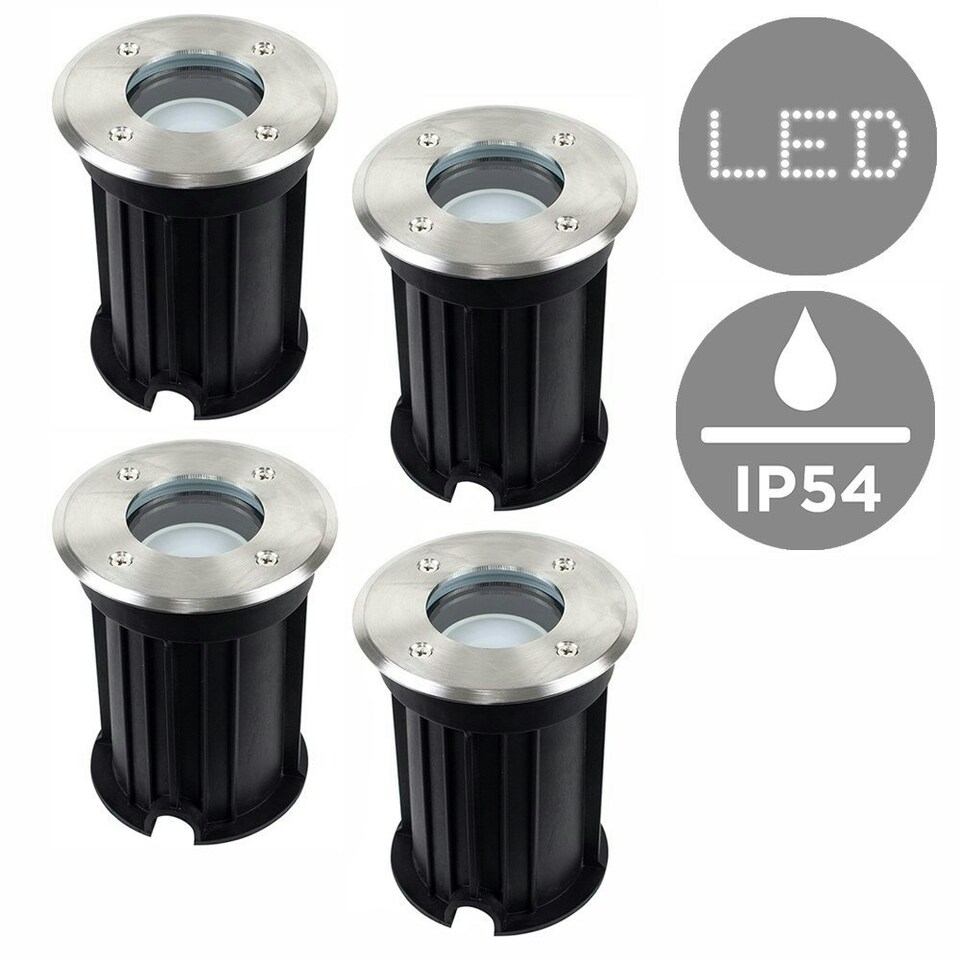 image 1 of ValueLights Sussex 4 Pack Silver Outdoor Ground Walkover Light