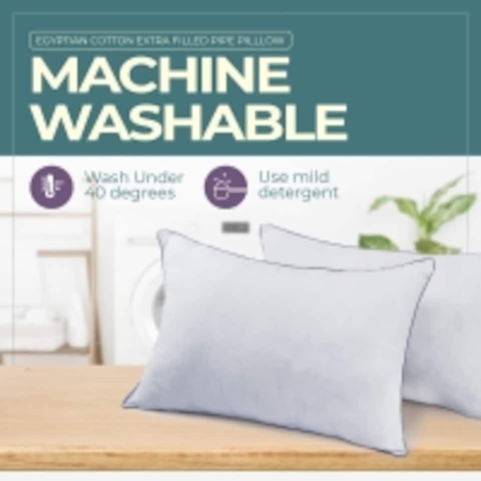 image 1 of Nod Off Egyptian Cotton Pillow, Hollowfibre Fill, Back & Side - Pack of 2
