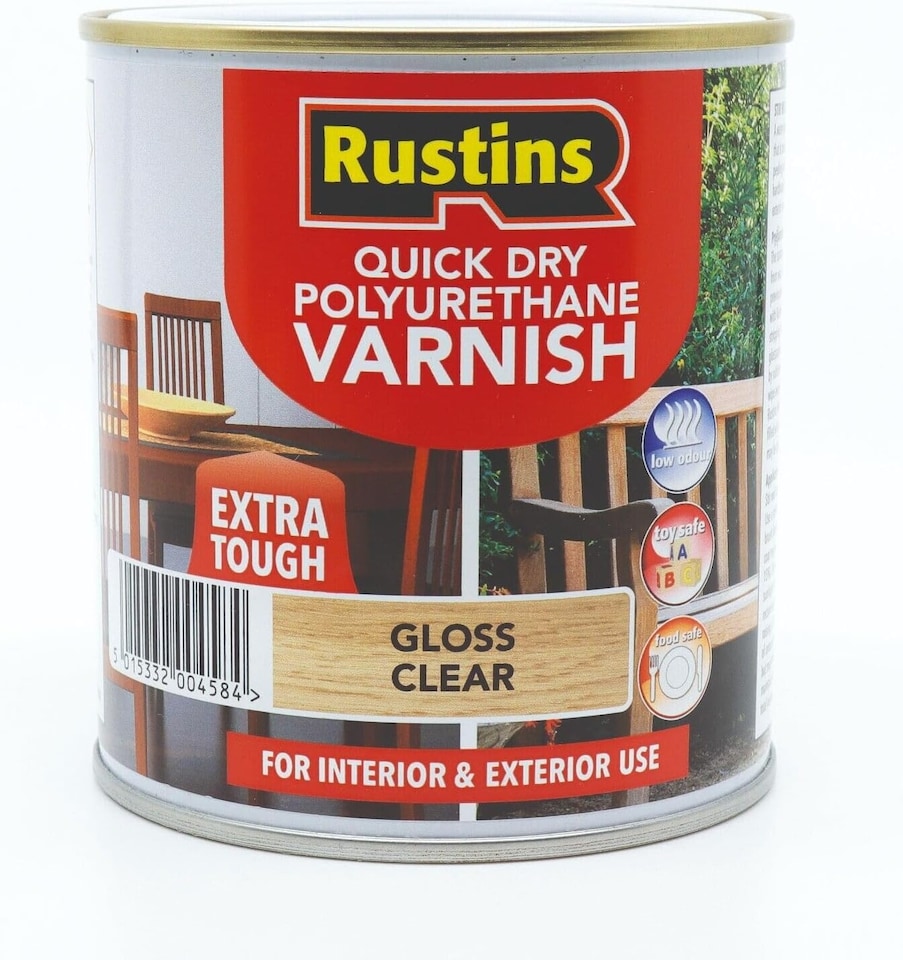 image 1 of Rustins Quick Drying Polyurethane Varnish Gloss Clear 1L