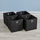 image 3 of Foldable Canvas Storage Folding Box Fabric Cube Cloth Bag 4 Piece Set | Black