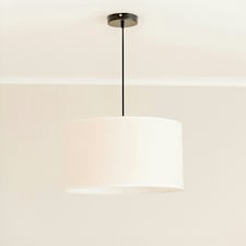ValueLights Eva Natural Linen Fabric with White Trim Large Drum Light Shade
