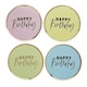 image 1 of Assorted Pastel Colour with Gold Foil Happy Birthday Round Paper Plates 23cm - Pack of 8 Gold