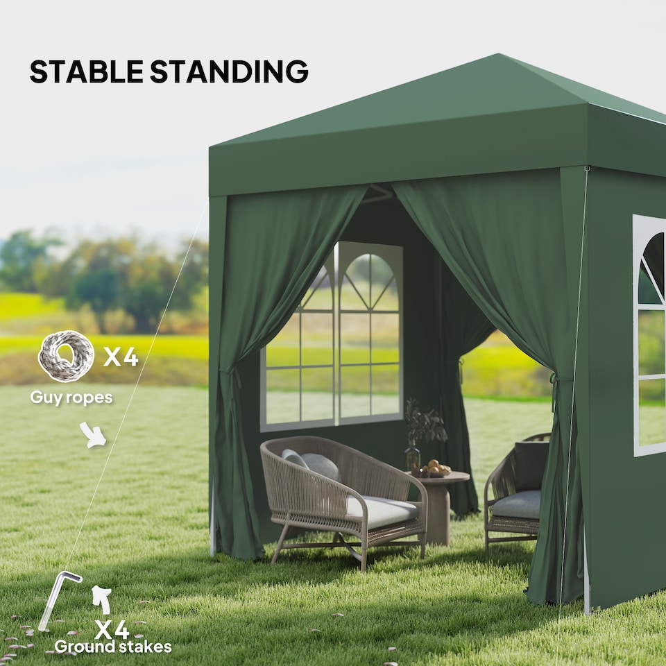 image 1 of Outsunny 2x2m Pop Up Gazebo Canopy Marquee w/ Carry Bag, Green