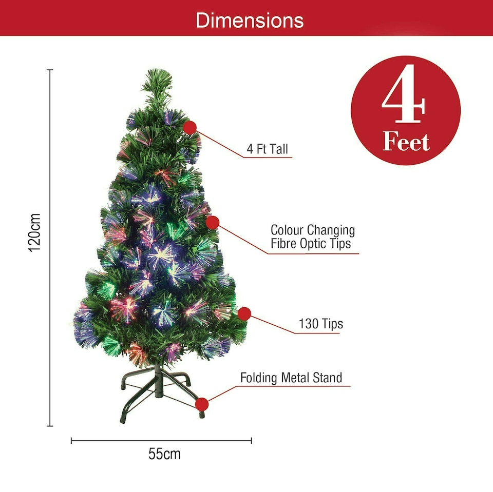 image 1 of 4ft Green Fibre Optic Christmas Tree | Multi | 4ft