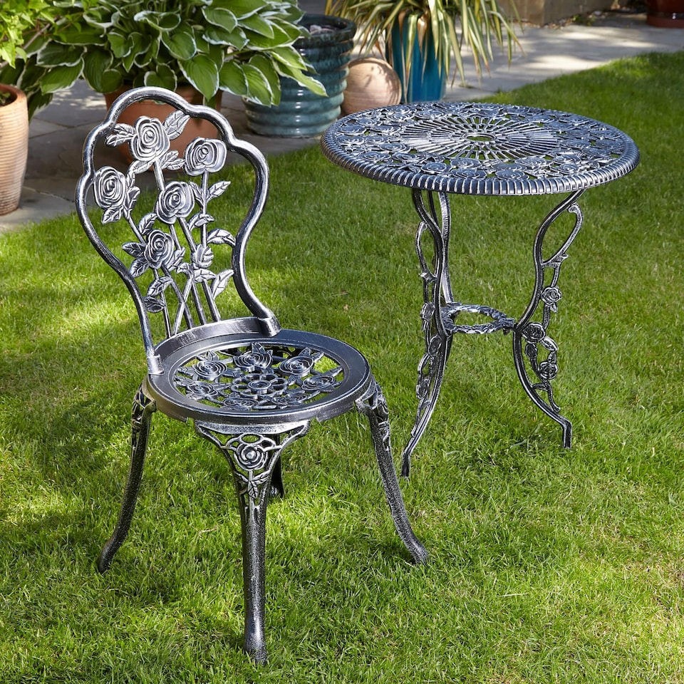 image 1 of Bistro Set Outdoor Patio Garden Furniture Table and 2 Chairs Metal