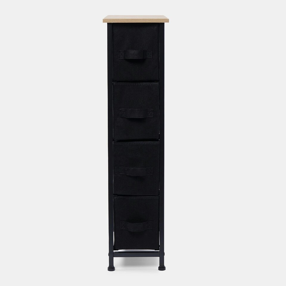 image 1 of OHS Brooklyn 4 Narrow Drawer Home Storage Fabric Display Cabinet - Black Black