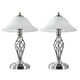 image 1 of ValueLights Memphis Pair Chrome Table Lamps Frosted Shade | Chrome