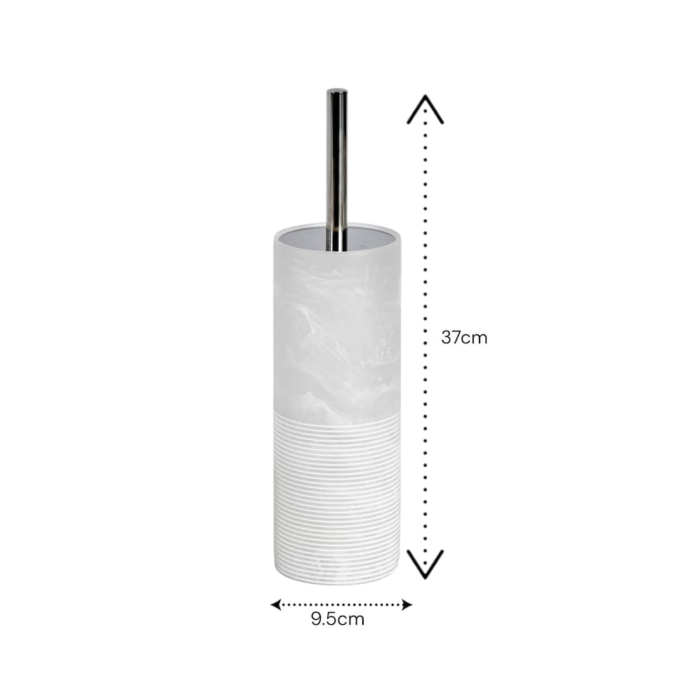 image 1 of Showerdrape Bianco Frost Onyx White Striped Toilet Brush & Holder
