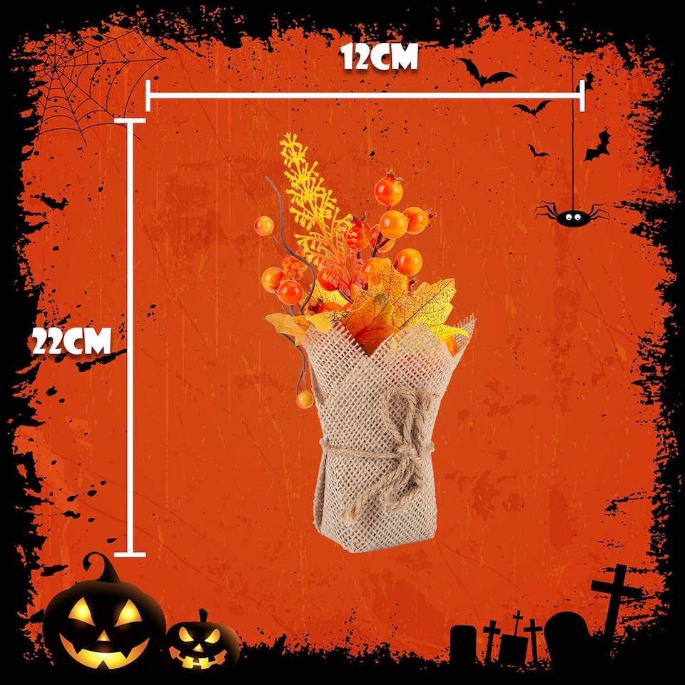 image 1 of vfm-estore Halloween Autumn Floral Burlap Decoration, Orange