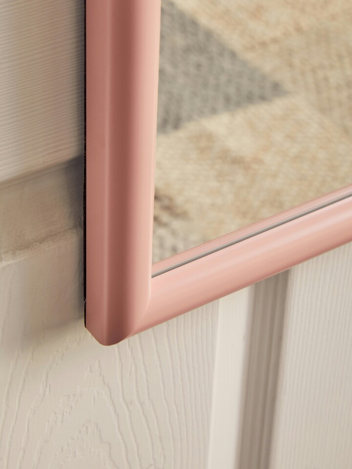 image 1 of Orsina Pink Plastic Frame Over Door Mirror, Durable 124x34cm Full-Length Mirror for Bedroom or Bathroom
