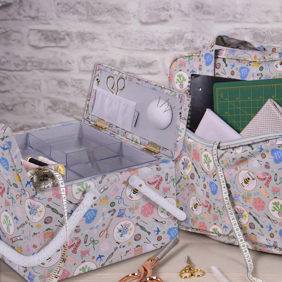 image 1 of Hobby Gift Large Twin Lid Sewing Storage Box, Sewing Notions
