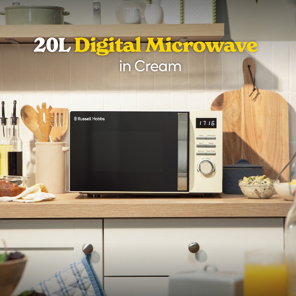 image 1 of Russell Hobbs RHMD818C Cream Microwave 20L Digital Legacy 800W Defrost Function